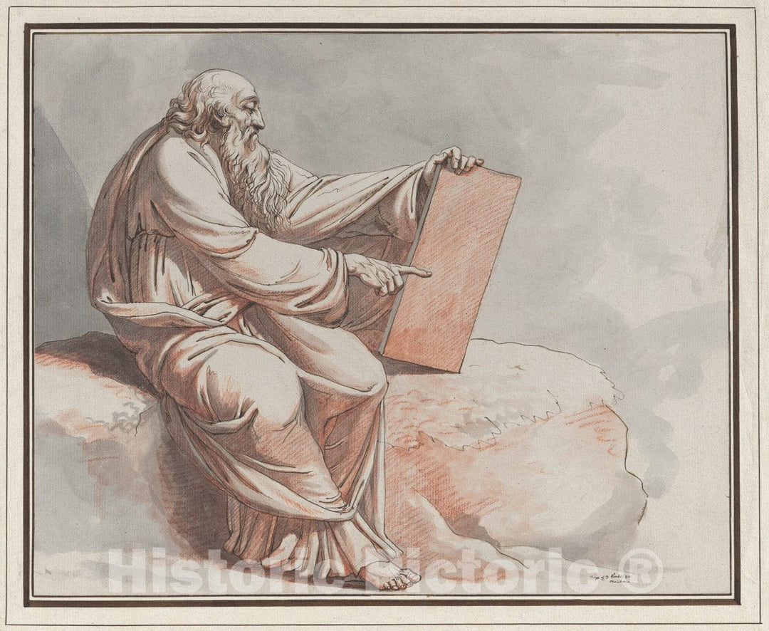 Art Print : Johann Heinrich Lips - A Prophet Seated on a Rock : Vintage Wall Art
