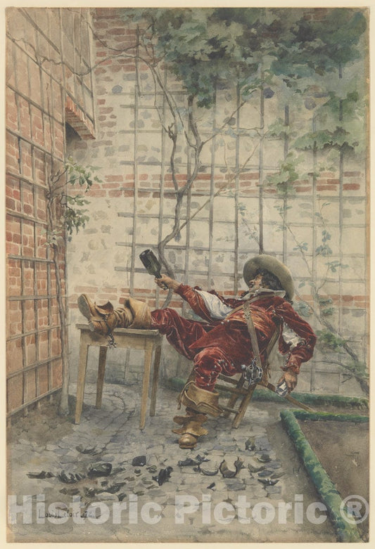 Art Print : Alexandre-Louis Leloir - in His Cups : Vintage Wall Art