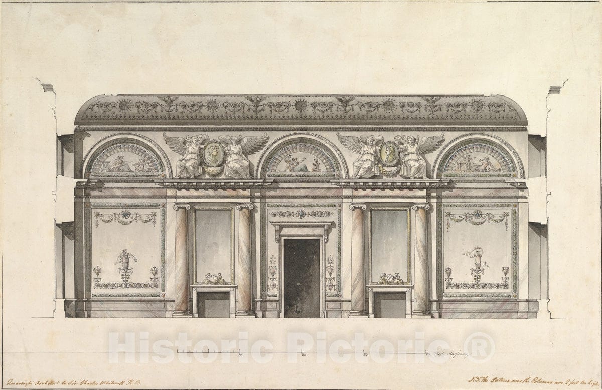 Art Print : Giacomo Quarenghi - Central Salon of The Alexander Palace at Tsarskoe Selo : Vintage Wall Art