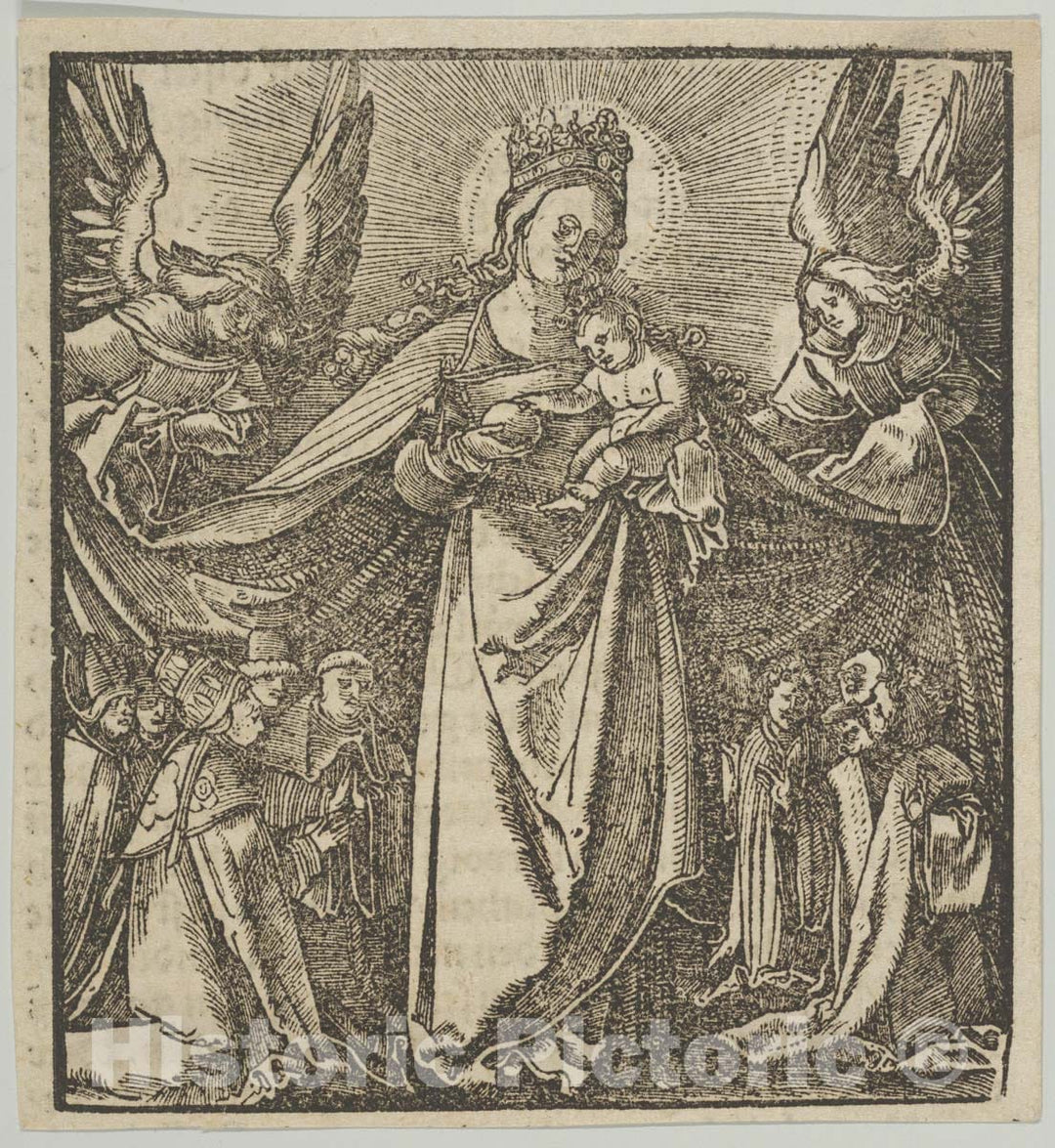 Art Print : Hans Schäufelein - The Madonna of Mercy, from Hymmelwagen auff dem, wer WOL lebt. : Vintage Wall Art