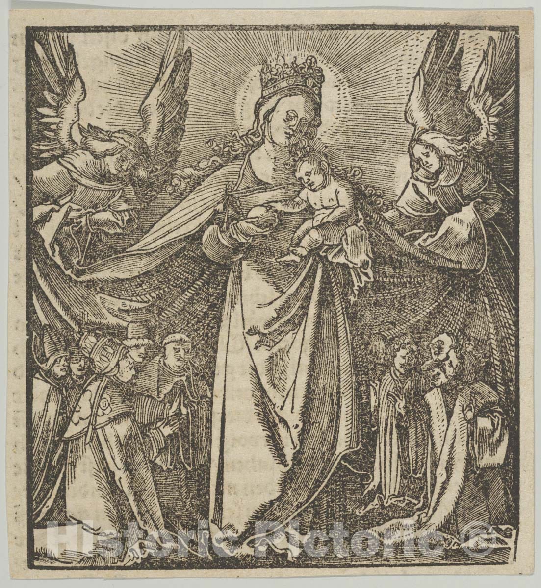 Art Print : Hans Schäufelein - The Madonna of Mercy, from Hymmelwagen auff dem, wer WOL lebt. : Vintage Wall Art