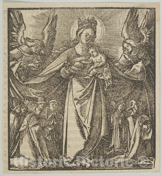 Art Print : Hans Schäufelein - The Madonna of Mercy, from Hymmelwagen auff dem, wer WOL lebt. : Vintage Wall Art