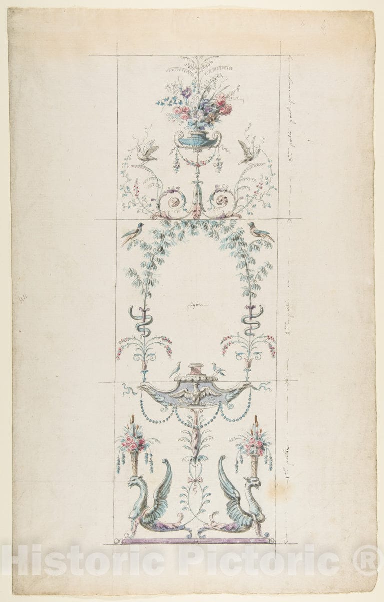 Art Print : Henri Sallembier - Design for a Wall Panel : Vintage Wall Art