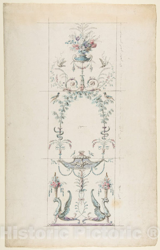Art Print : Henri Sallembier - Design for a Wall Panel : Vintage Wall Art