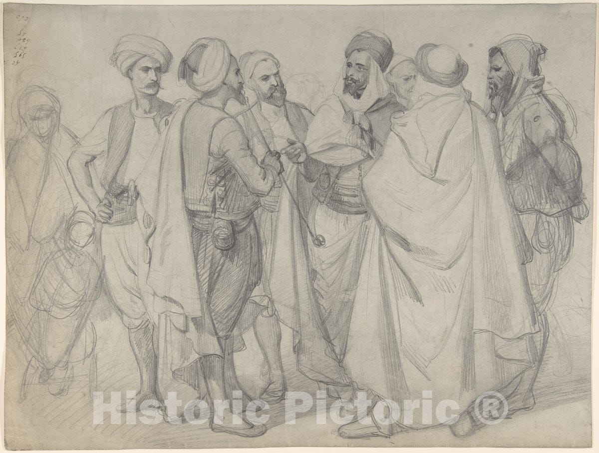 Art Print : Henri-Félix-Emmanuel Philippoteaux - Study for 'Types de Races algériennes' : Vintage Wall Art