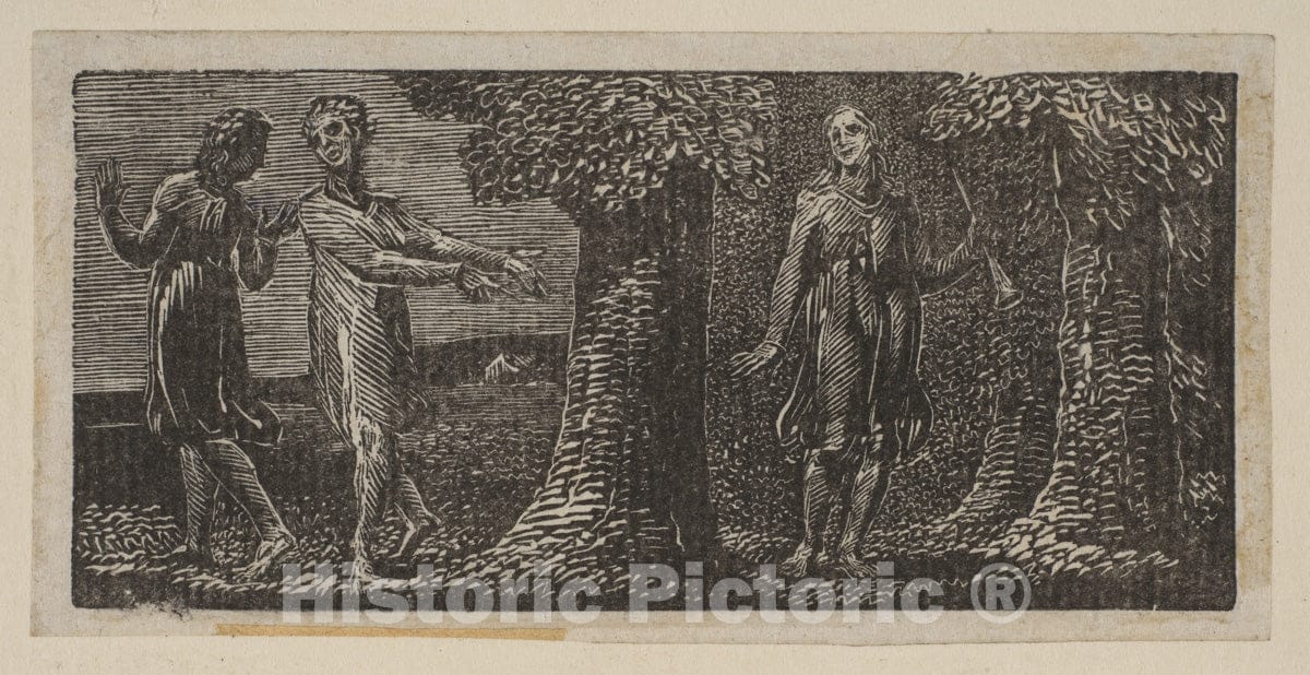 Art Print : William Blake - Colinet Mocked by Two Boys, from Thornton's Pastorals of Virgil : Vintage Wall Art