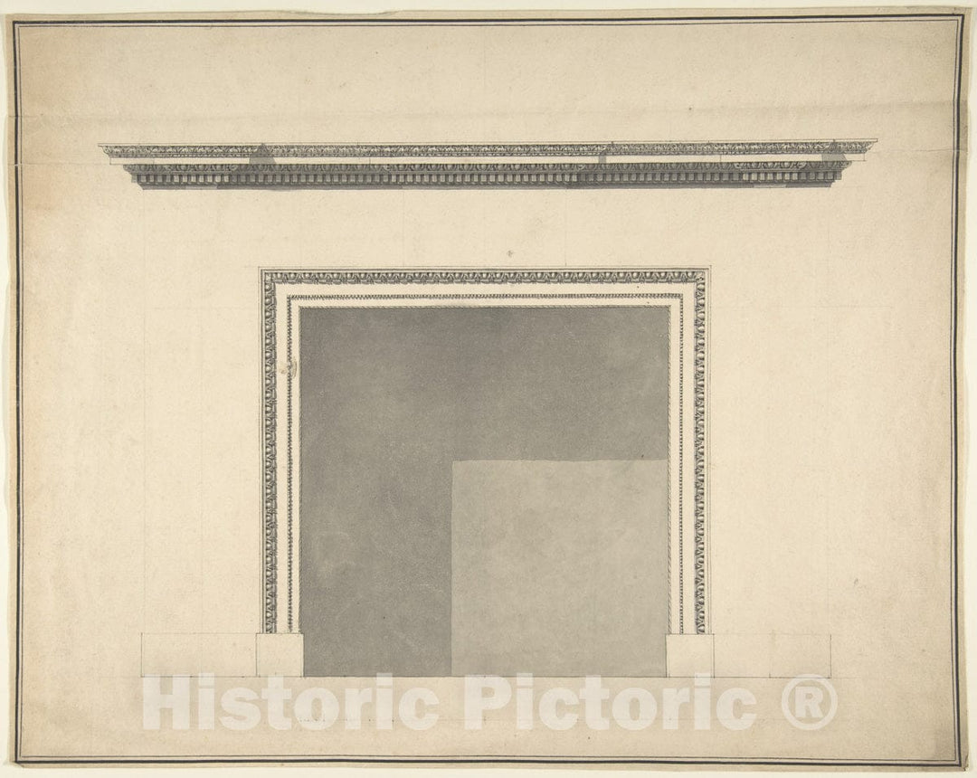 Art Print : Sir William Chambers - Design for a Chimneypiece 11 : Vintage Wall Art