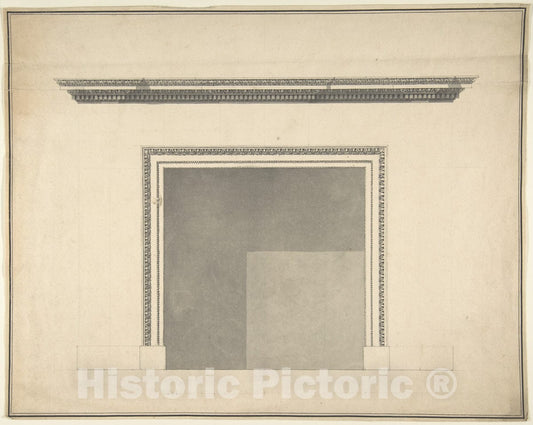 Art Print : Sir William Chambers - Design for a Chimneypiece 11 : Vintage Wall Art