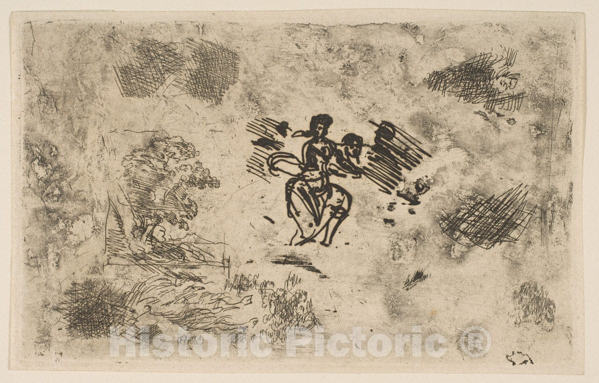Art Print : Claude Lorrain (Claude Gellée) - Seated Woman and Other Sketches : Vintage Wall Art