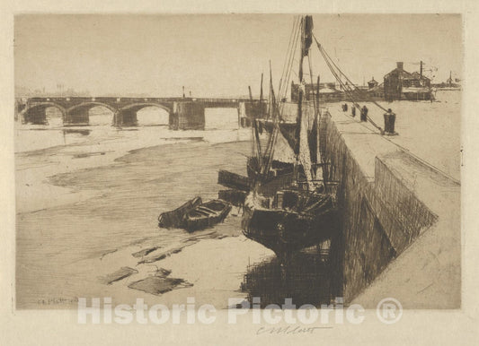 Art Print : Charles Adams Platt - Inner Port, Trouville : Vintage Wall Art