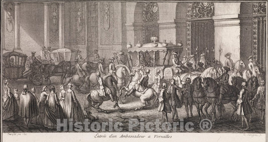 Art Print : Designed by Charles Le Brun - Grand Escalier du Chateau de Versailles dit Escalier des Ambassadeurs : Vintage Wall Art