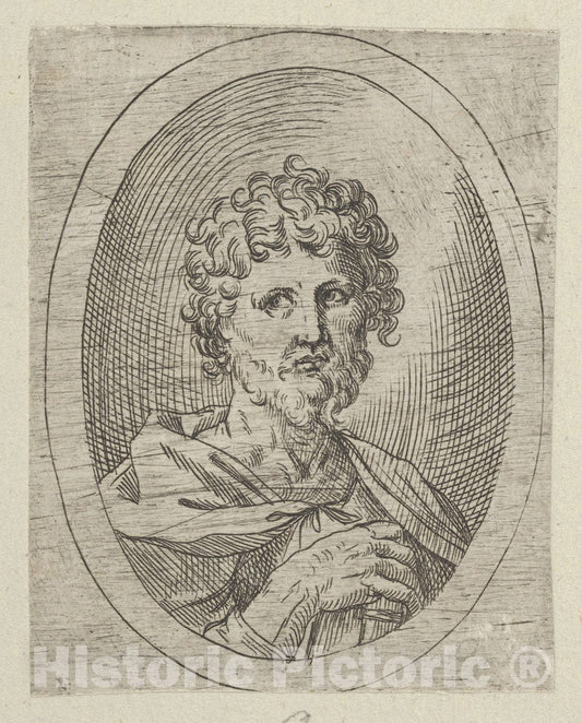 Art Print : Anonymous, 17th Century - an Apostle with a Short Beard Holding a Closed Book, from Christ, The Virgin, and Thirteen Apostles : Vintage Wall Art
