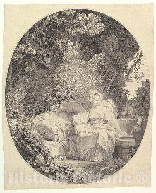 Art Print : Jean Honoré Fragonard - La Bonne Mere 1 : Vintage Wall Art