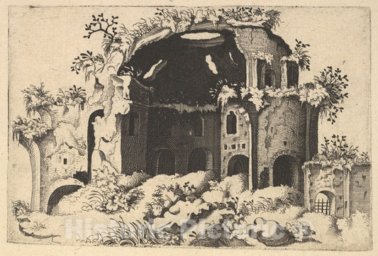 Art Print : Niche in The Form of a Cartouche - Artist: Johannes Van Doetecum The Elder - Created: 1556 : Vintage Wall Art