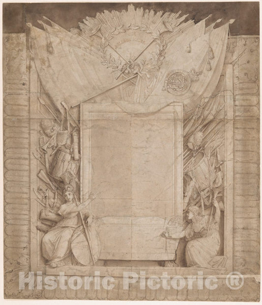 Art Print : Thomas Stothard - Design for a Memorial for Sir William Myers : Vintage Wall Art