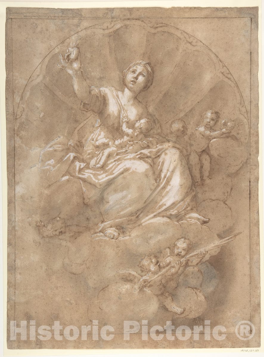 Art Print : Marcantonio Franceschini - Allegorical Figure of Charity : Vintage Wall Art