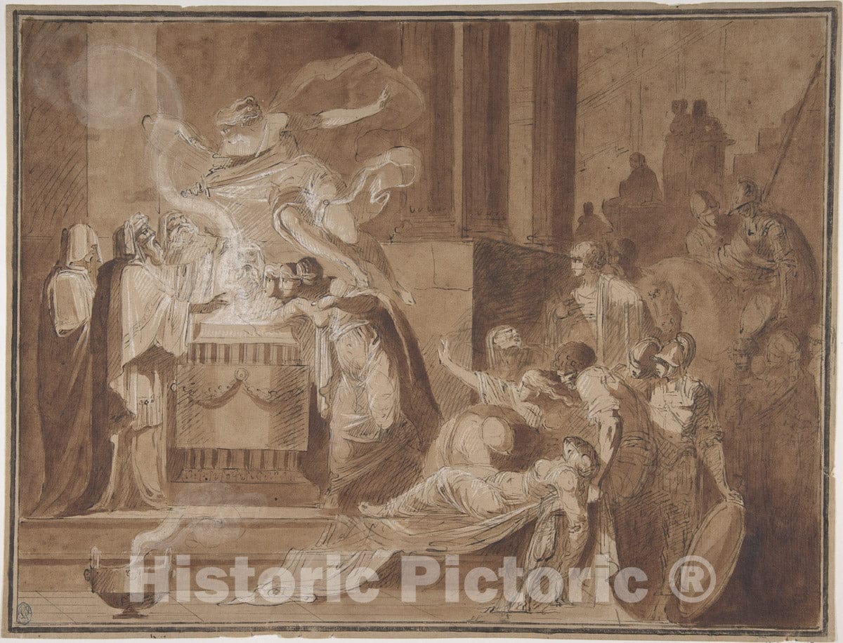 Art Print : French, 18th Century - A Scene of Sacrifice : Vintage Wall Art