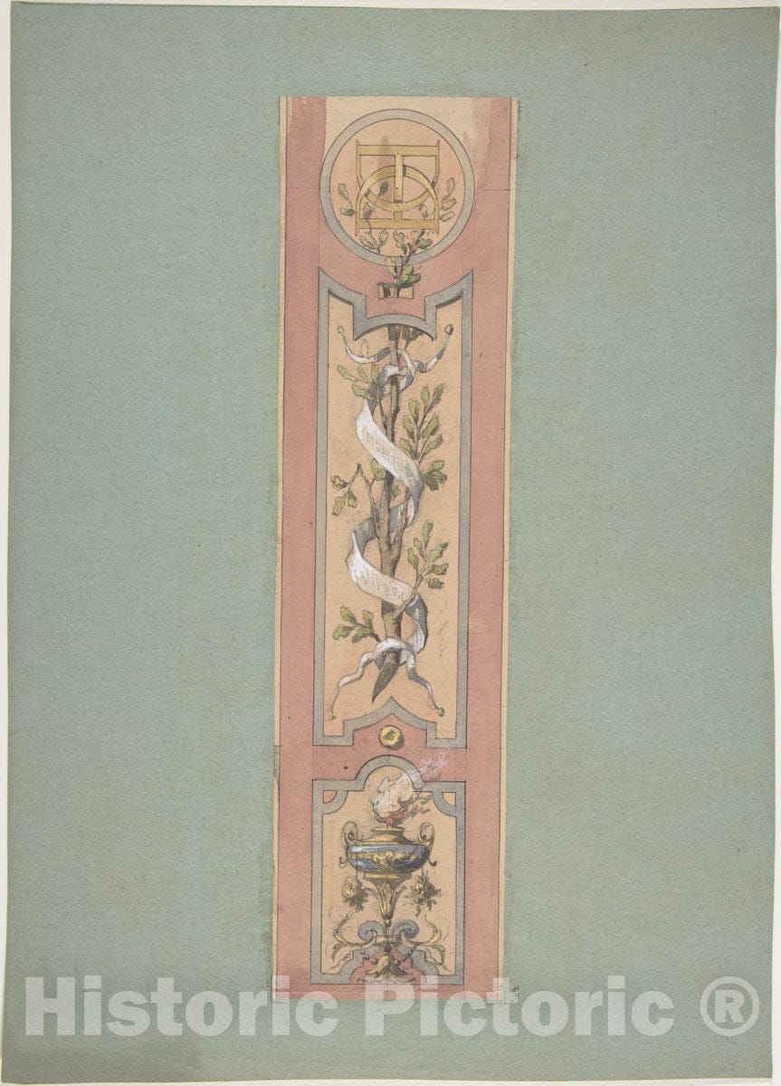 Art Print : Jules-Edmond-Charles Lachaise - Design for Ceiling at Fontainebleau 2 : Vintage Wall Art