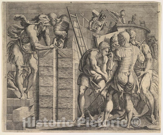 Art Print : Master of The Story of Cadmus - Cadmus Building Thebes : Vintage Wall Art