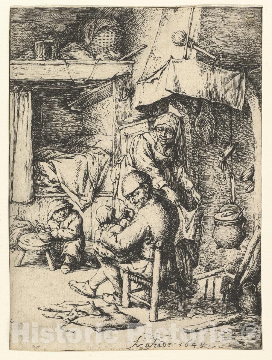 Art Print : Adriaen Van Ostade - The Pater Familias 2 : Vintage Wall Art