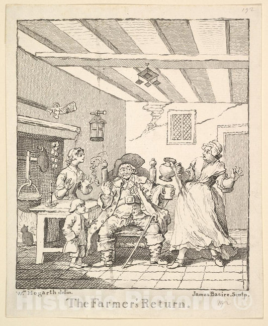 Art Print : James Basire, The Elder - Frontispiece to The Farmer's Return : Vintage Wall Art