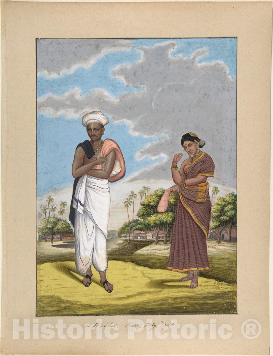Art Print : Indian, 19th Century - A Banker in Barry Selly Cast, from Indian Trades and Castes : Vintage Wall Art