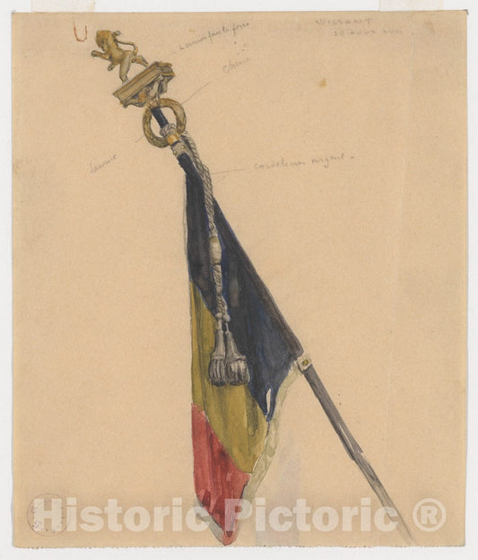 Art Print : Auguste-François-Marie Gorguet - Belgian Flag : Vintage Wall Art