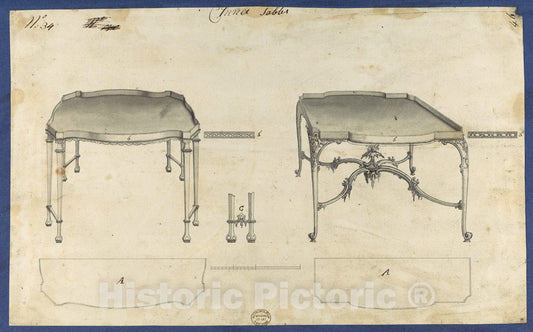 Art Print : Thomas Chippendale - China Tables, from Chippendale Drawings, Vol. II : Vintage Wall Art