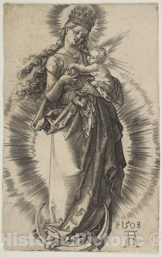 Art Print : Albrecht Dürer - Virgin on The Crescent with a Starry Crown : Vintage Wall Art
