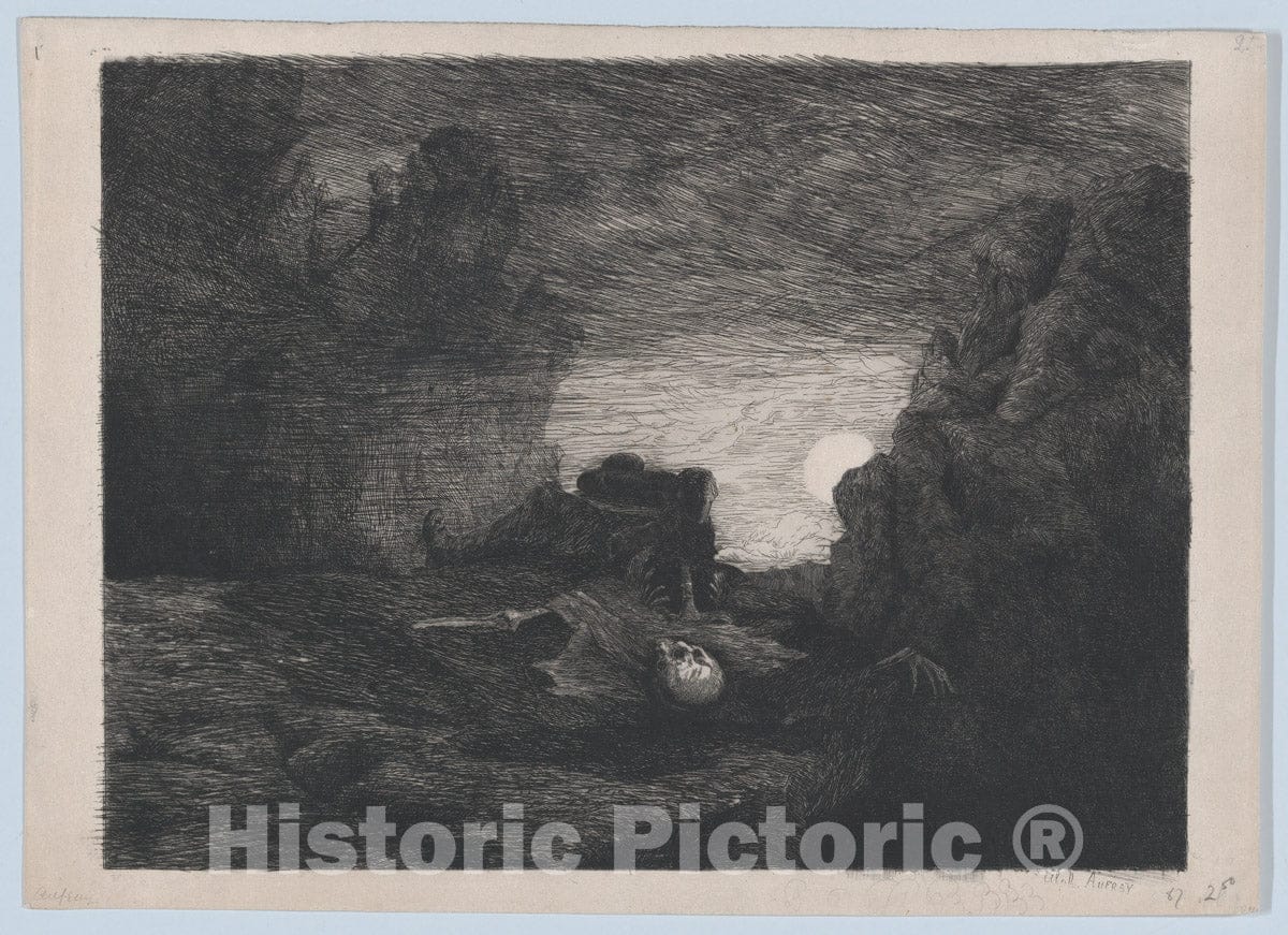 Art Print : Alphonse Édouard Enguérand Aufray de Roc'Bhian - Death : Vintage Wall Art