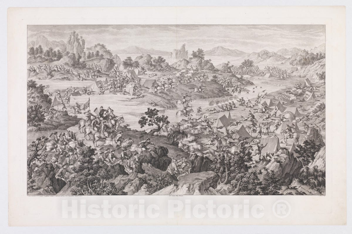 Art Print : Jacques Aliamet - The Combat of Khurungui : Vintage Wall Art