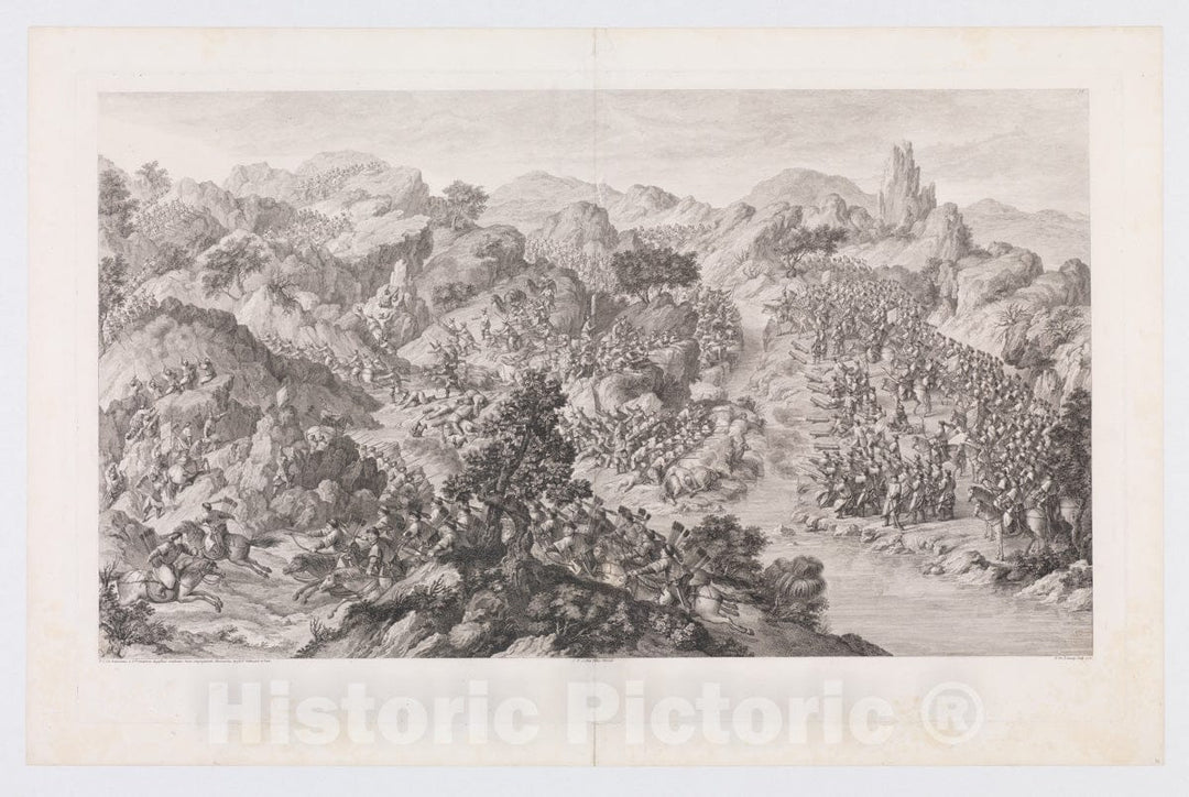 Art Print : Charles Nicolas Cochin II - The Battle of Yešil-köl-nör : Vintage Wall Art