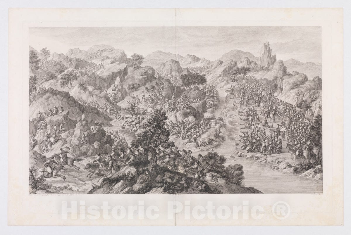 Art Print : Charles Nicolas Cochin II - The Battle of Yešil-köl-nör : Vintage Wall Art