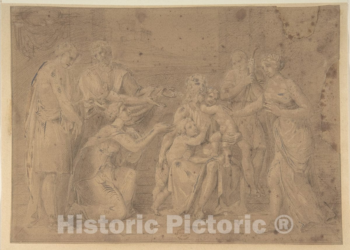 Art Print : Italian, Roman-Bolognese, 17th Century - Christ and The Children : Vintage Wall Art