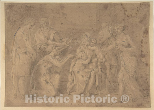 Art Print : Italian, Roman-Bolognese, 17th Century - Christ and The Children : Vintage Wall Art