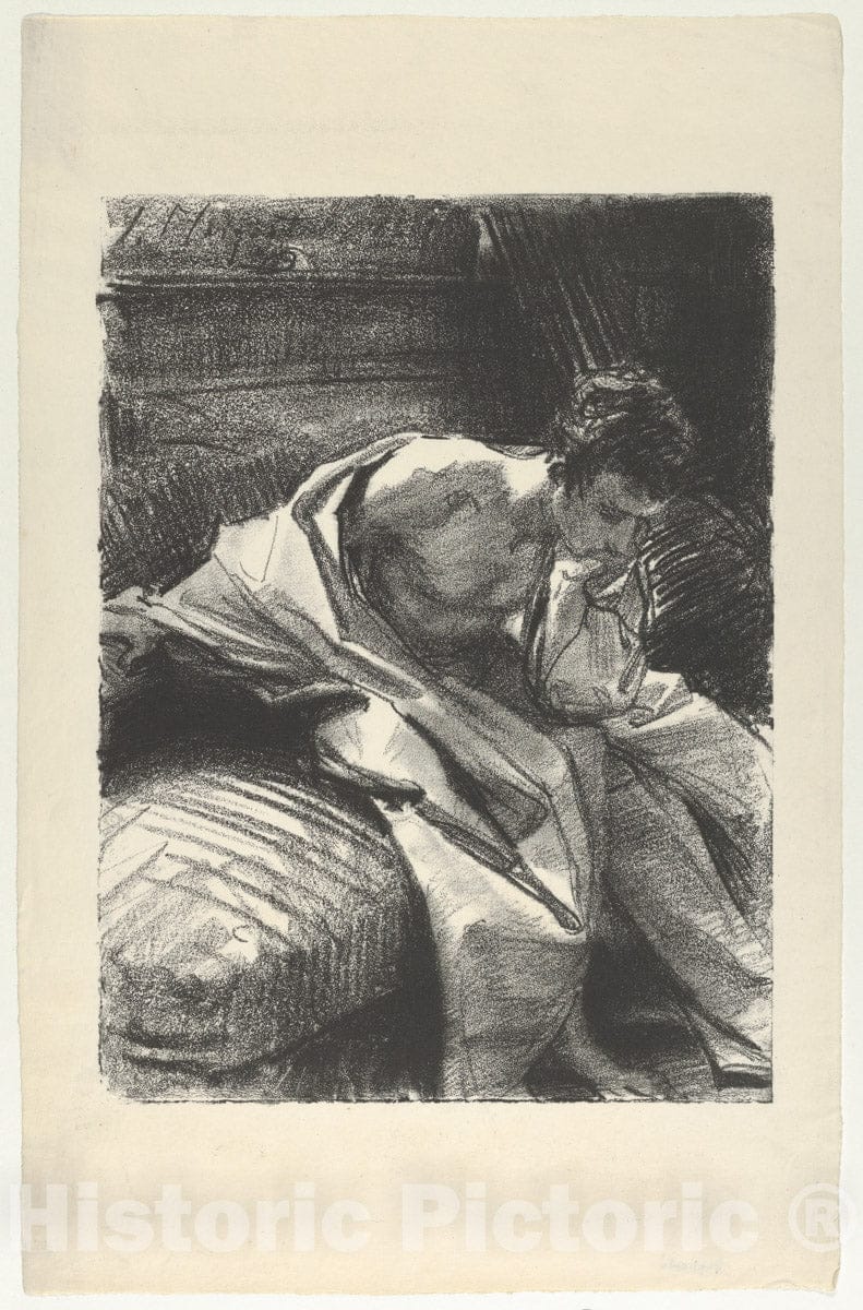 Art Print : John Singer Sargent - Study of a Young Man, Seated 1 : Vintage Wall Art