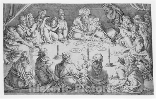 Art Print : Jan Cornelisz Vermeyen - King Mulay Hasan and His Retinue at a Repast in Tunis : Vintage Wall Art