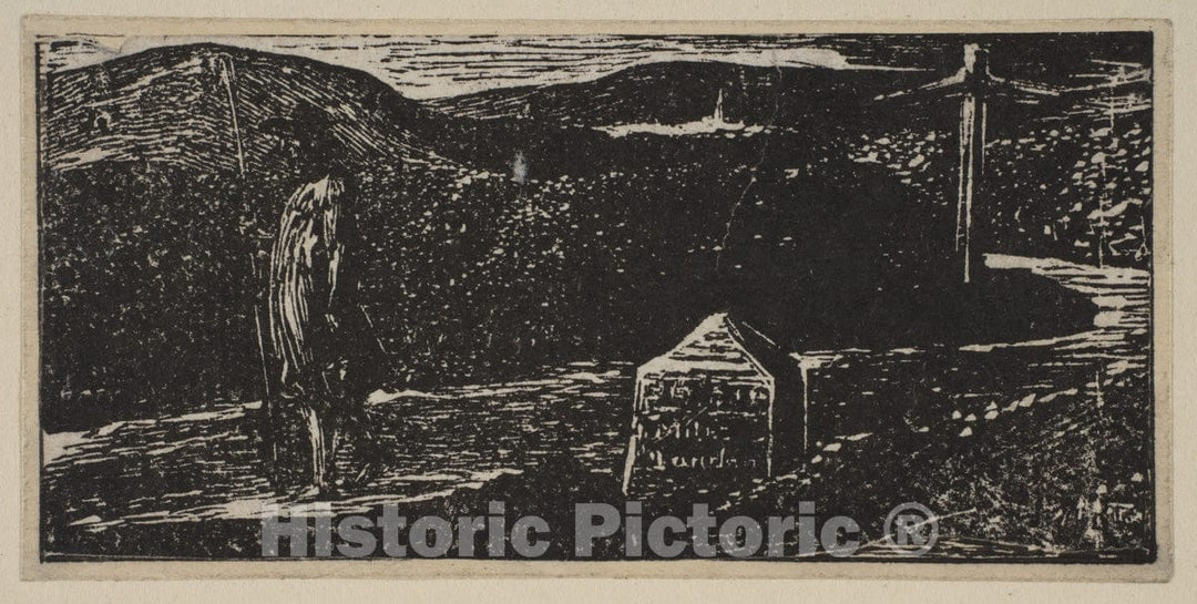 Art Print : William Blake - Colinet's Journey: Milestone Marked 'LXII Miles to London', from Thornton's Pastorals of Virgil : Vintage Wall Art