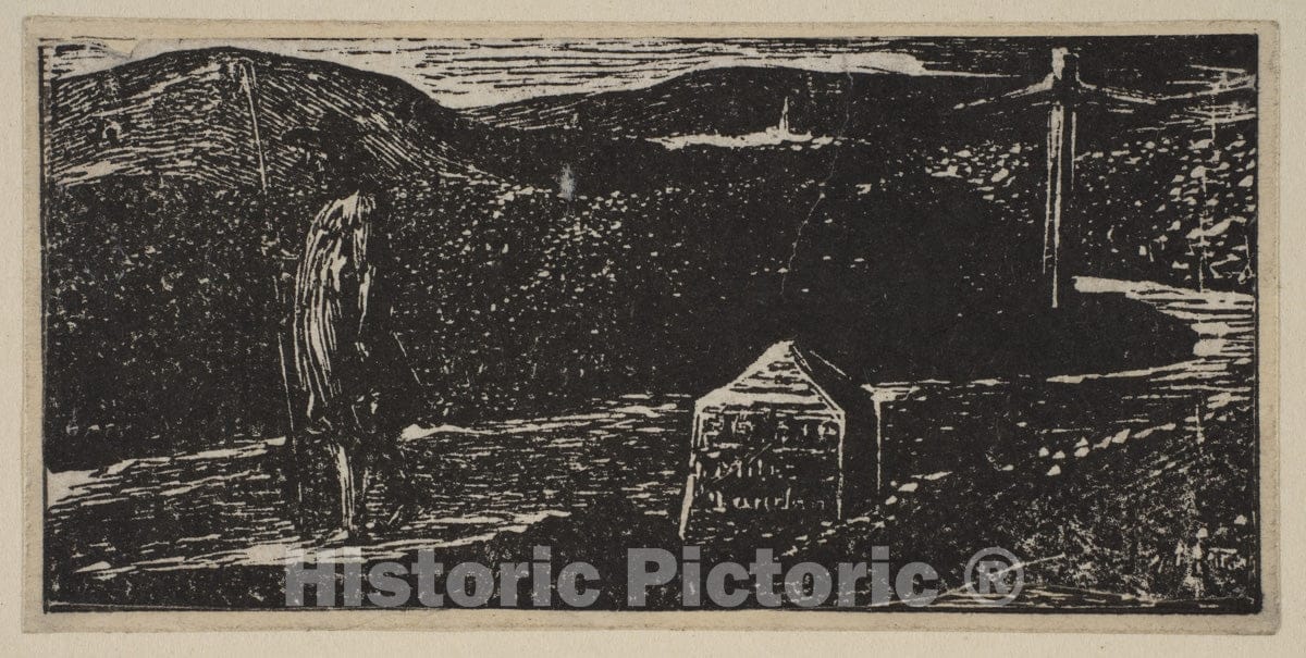 Art Print : William Blake - Colinet's Journey: Milestone Marked 'LXII Miles to London', from Thornton's Pastorals of Virgil : Vintage Wall Art