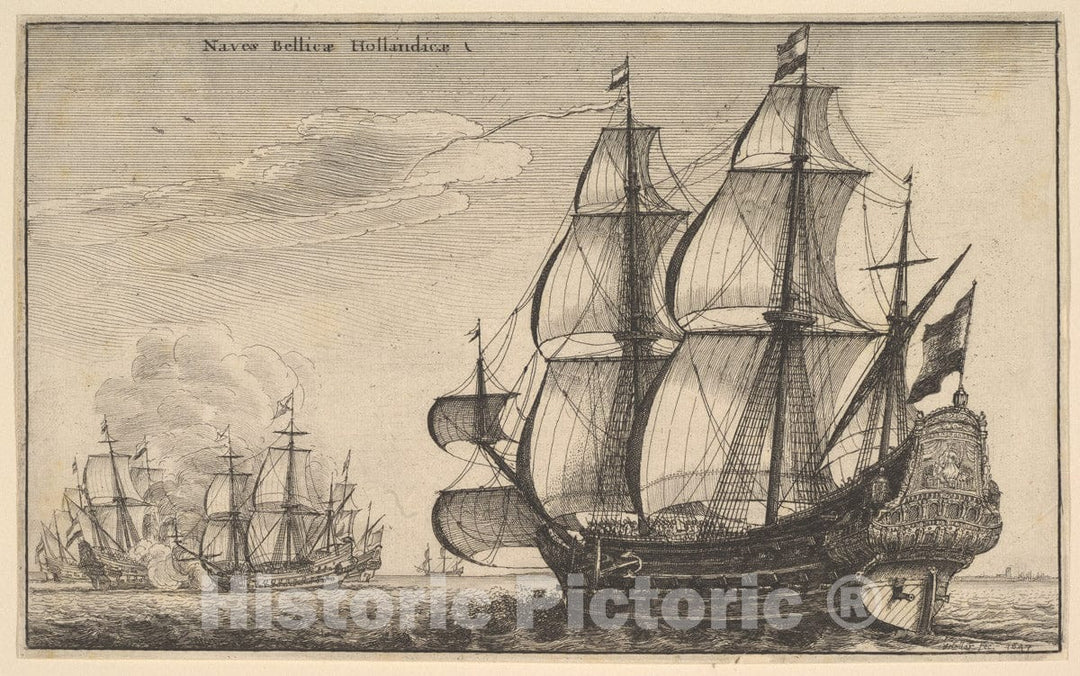 Art Print : Wenceslaus Hollar - Dutch Warships (Naves Bellicæ Hollandicæ) : Vintage Wall Art