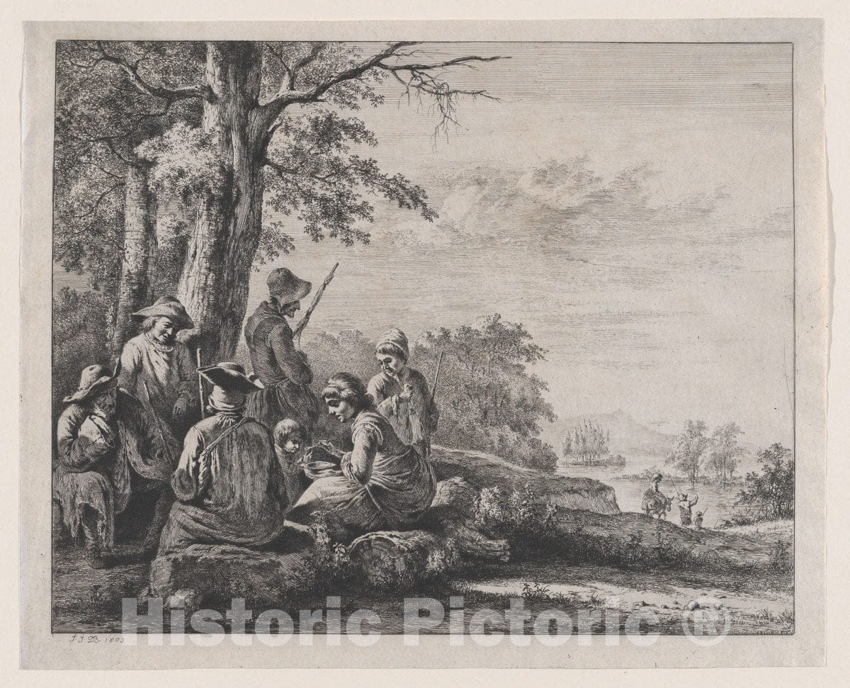Art Print : Jean Jacques de Boissieu - Peasants Resting : Vintage Wall Art
