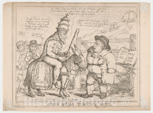 Art Print : Thomas Rowlandson - John Bull's Turnpike Gate 2 : Vintage Wall Art