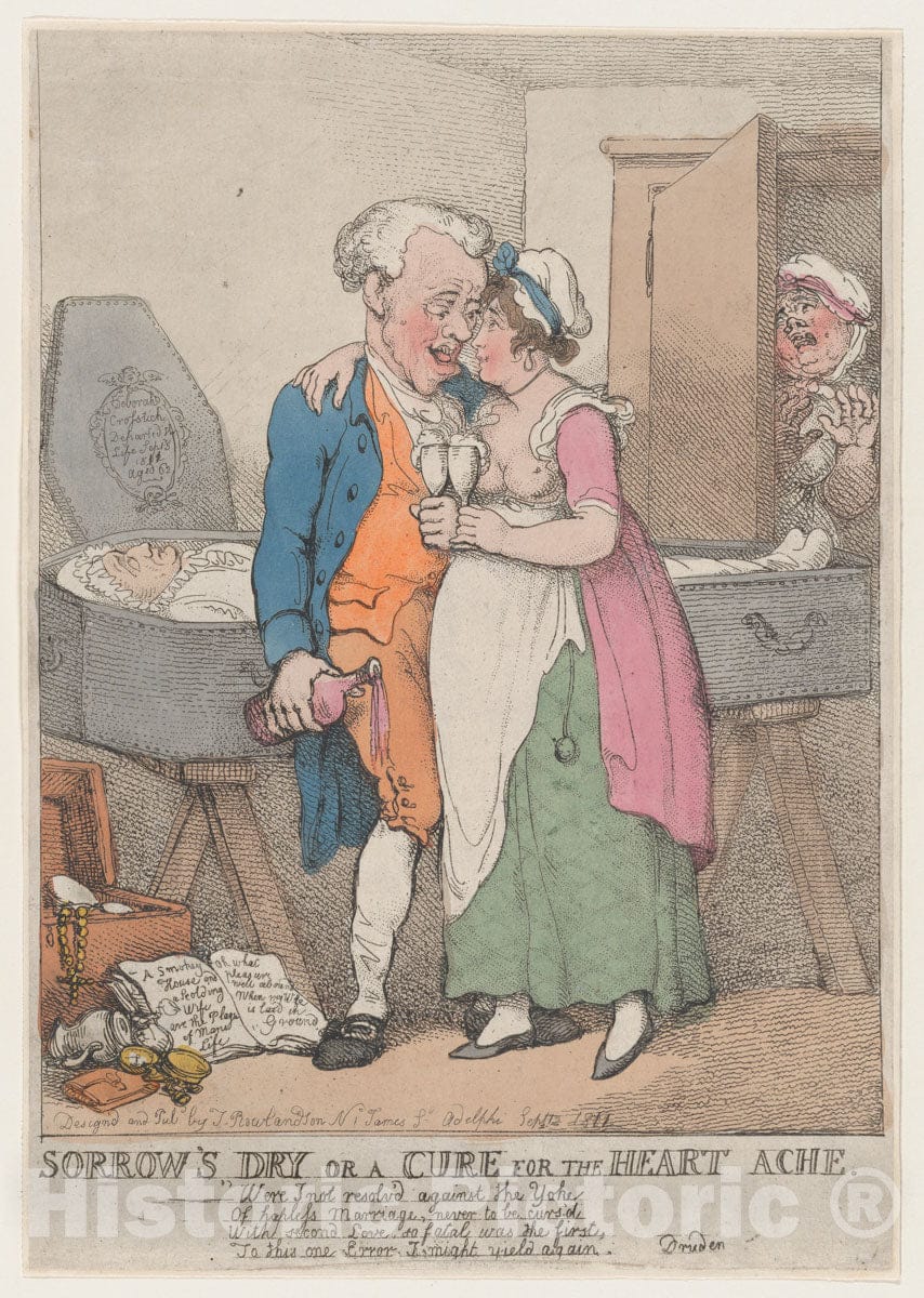 Art Print : Thomas Rowlandson - Sorrow's Dry or a Cure for The Heart Ache : Vintage Wall Art