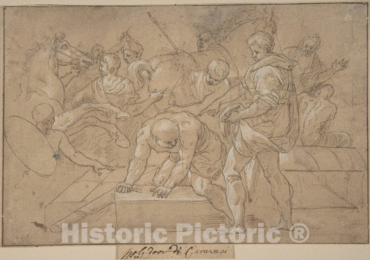 Art Print : Niccolò dell' Abate - Historical Scene (Composition Study for Chapelle de Guise) : Vintage Wall Art