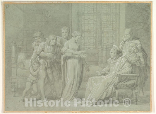 Art Print : Pelagio Palagi - King Charles VIII of France with The Dying Gian Galeazzo Sforza at Pavia : Vintage Wall Art