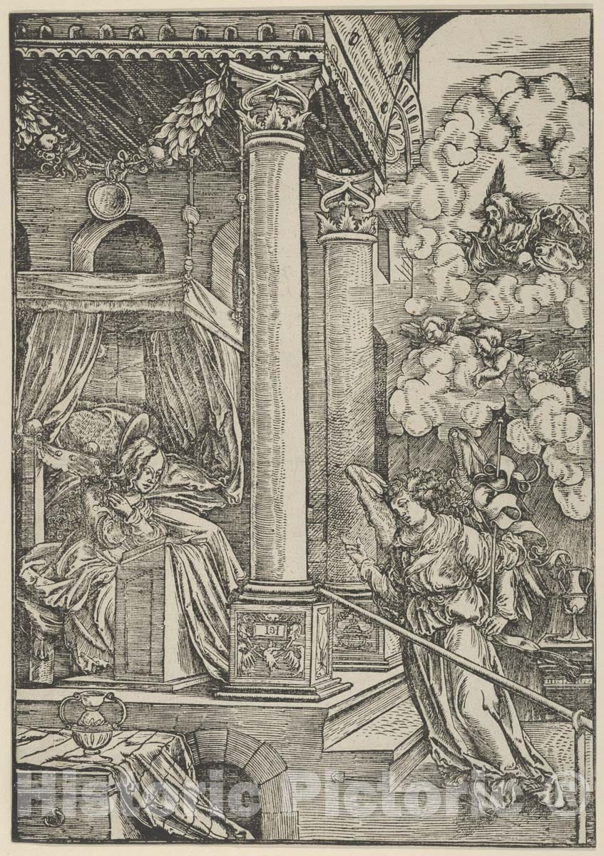 Art Print : Hans Schäufelein - The Annunciation : Vintage Wall Art