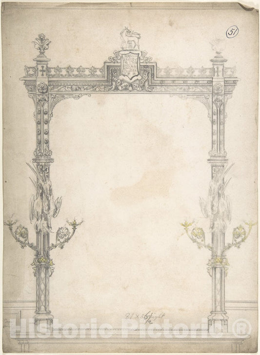 Art Print : Charles Hindley and Sons - Design for a Mirror 2 : Vintage Wall Art