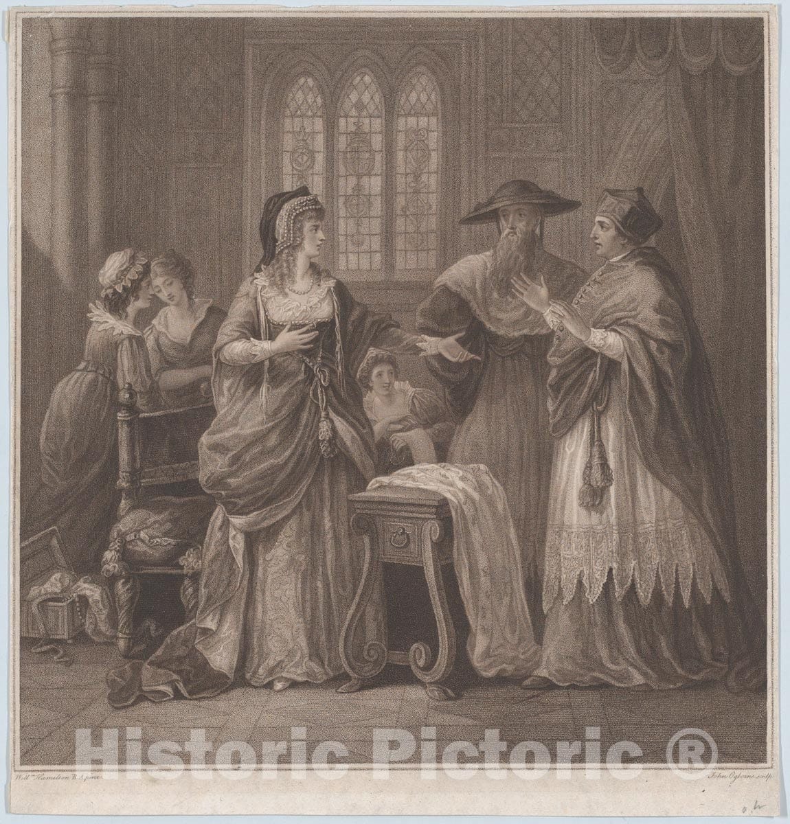 Art Print : John Ogborne - The Resentment of Queen Catherine (Paul de Rapin, History of England) : Vintage Wall Art