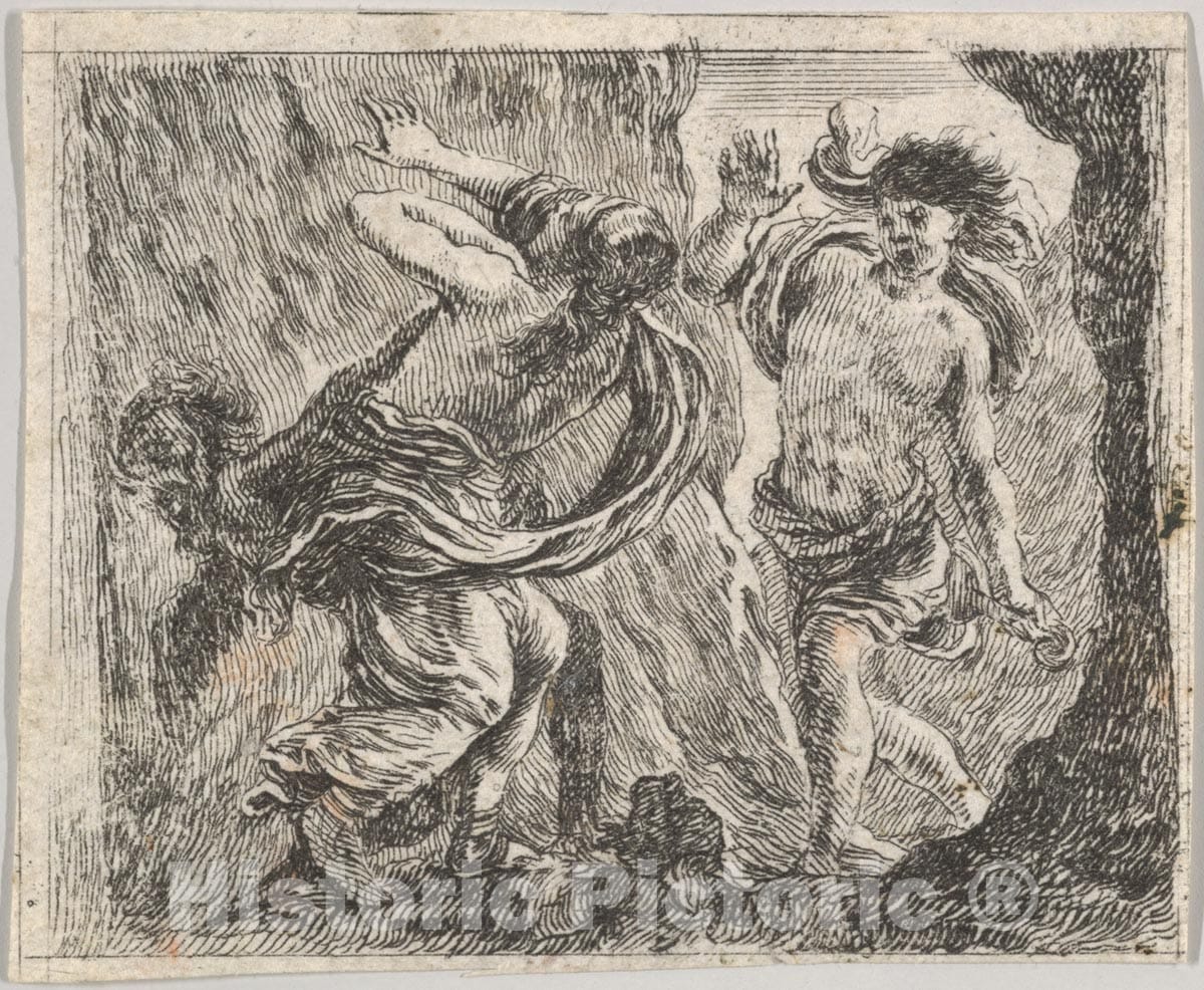 Art Print : Stefano Della Bella - Orpheus and Eurydice, from 'Game of Mythology' (Jeu de la Mythologie) : Vintage Wall Art