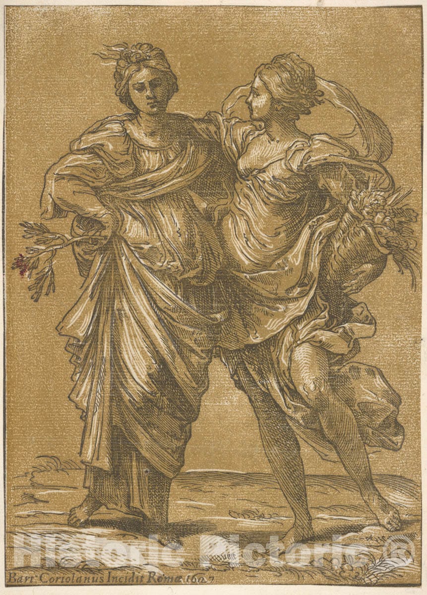 Art Print : Bartolomeo Coriolano - Alliance of Peace and Abundance (After Guido Reni) : Vintage Wall Art